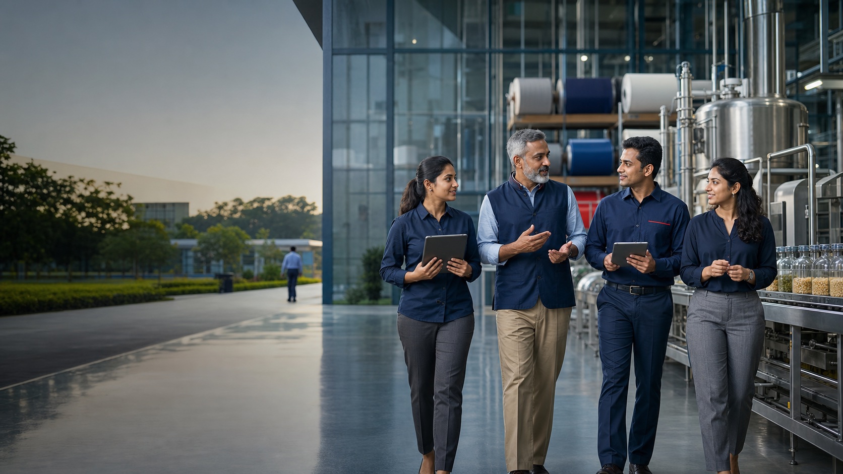 Christy Group professionals collaborating at a modern manufacturing campus