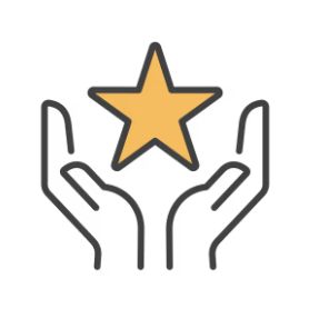 Star held by hands representing Christy Group's values